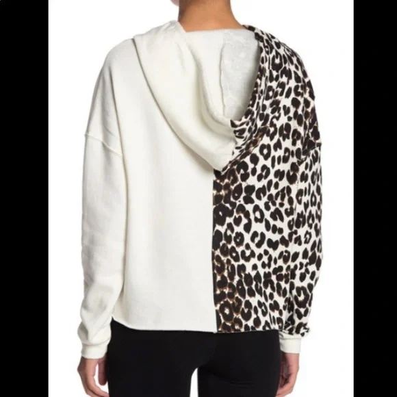 Betsey Johnson "Faux Real" Leopard and Solid Hoodie - Picture 2 of 2